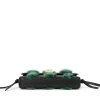 Brandon Blackwood Shoulder Bags>Nia Bag Black Leather & Green Mink Swirl