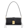 Brandon Blackwood Shoulder Bags>Nia Bag Black Hard Leather W/Brass Hardware