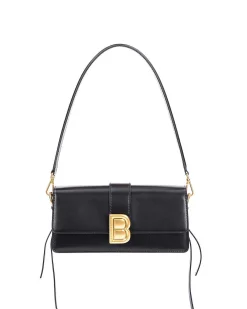 Brandon Blackwood Shoulder Bags>Nia Bag Black Hard Leather W/Brass Hardware