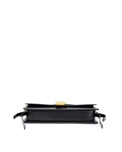 Brandon Blackwood Shoulder Bags>Nia Bag Black Hard Leather W/Brass Hardware