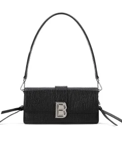 Brandon Blackwood Shoulder Bags>Nia Bag Black Scratch Leather