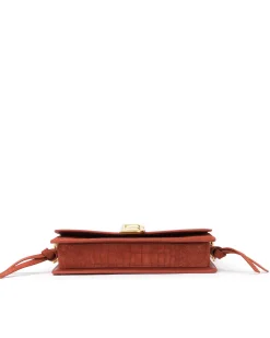 Brandon Blackwood Shoulder Bags>Nia Bag Copper Croc Suede