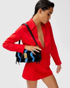 Brandon Blackwood Shoulder Bags>Nia Bag Black & Blue Mink Swirl
