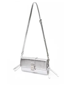 Brandon Blackwood Shoulder Bags>Nia Bag Silver Cracked Leather