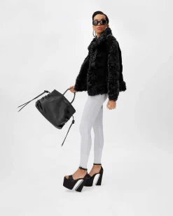 Brandon Blackwood Tote Bags>Rouched Tote Dark Brown Leather