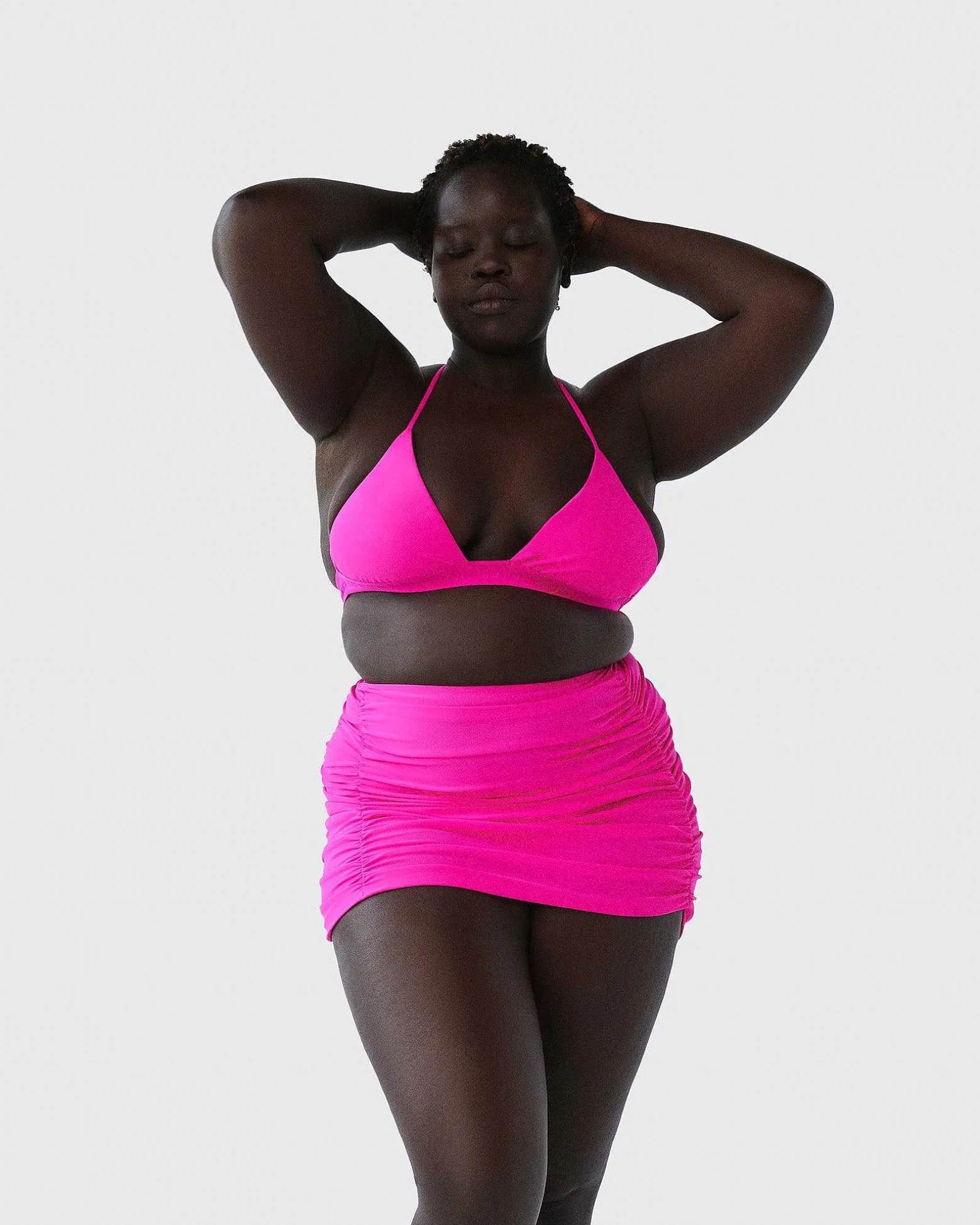 Brandon Blackwood Bottoms>Ruched Swim Skirt Hot Pink