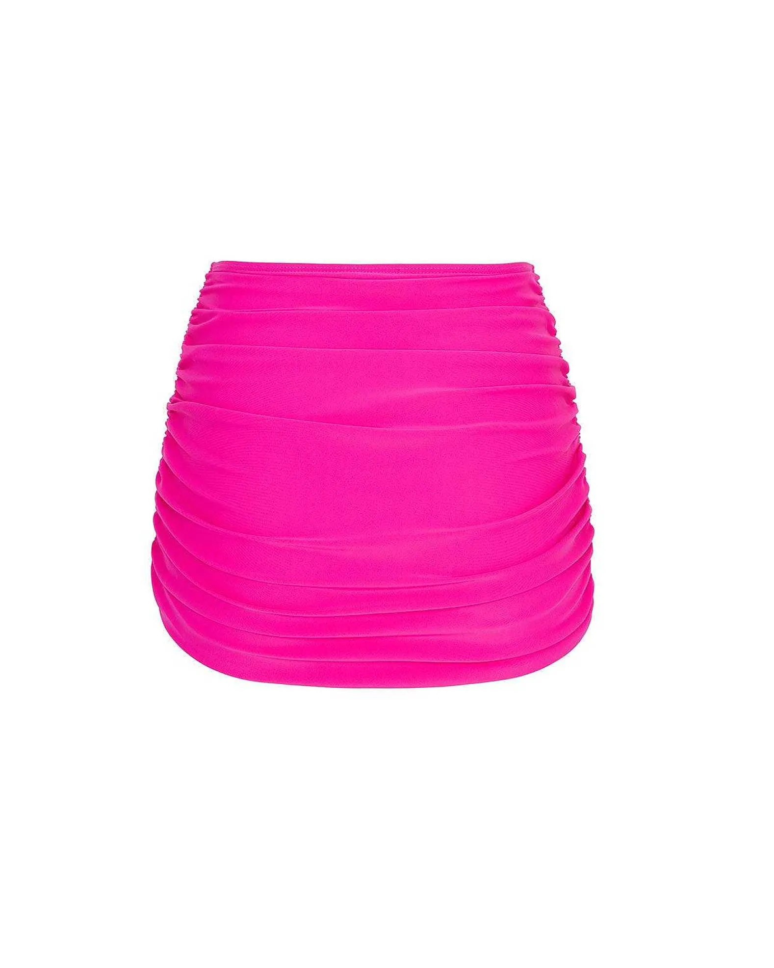 Brandon Blackwood Bottoms>Ruched Swim Skirt Hot Pink