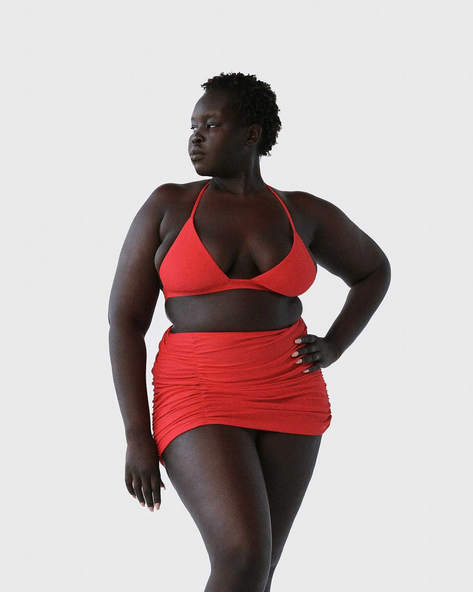 Brandon Blackwood Bottoms>Ruched Swim Skirt Red