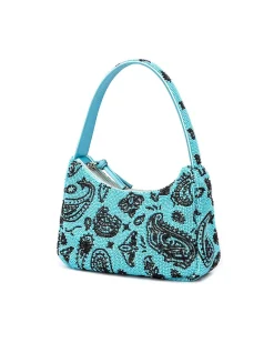 Brandon Blackwood Shoulder Bags>Syl Bag Blue Beaded Bandana