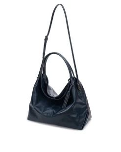 Brandon Blackwood Crossbody Bags>Sylvia Bag Blue Cracked Leather
