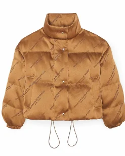 Brandon Blackwood Outerwear>Twill Logo Puffer Camel