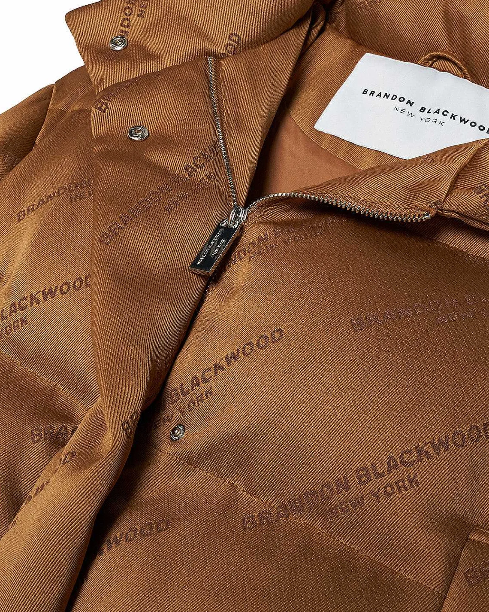 Brandon Blackwood Outerwear>Twill Logo Puffer Camel