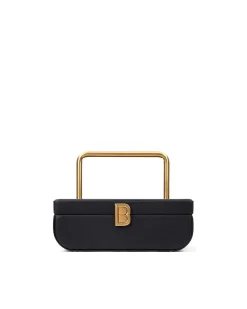 Brandon Blackwood Top Handle Bags>Vanity Purse | 24K Gold Plated Hardware Black Leather