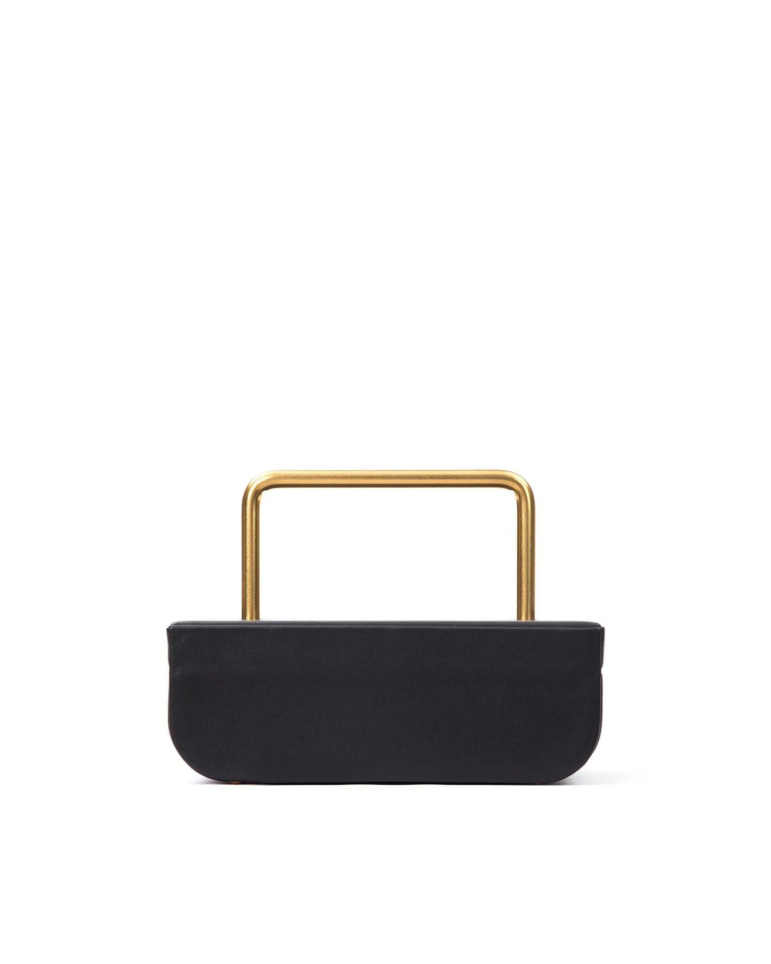 Brandon Blackwood Top Handle Bags>Vanity Purse | 24K Gold Plated Hardware Black Leather