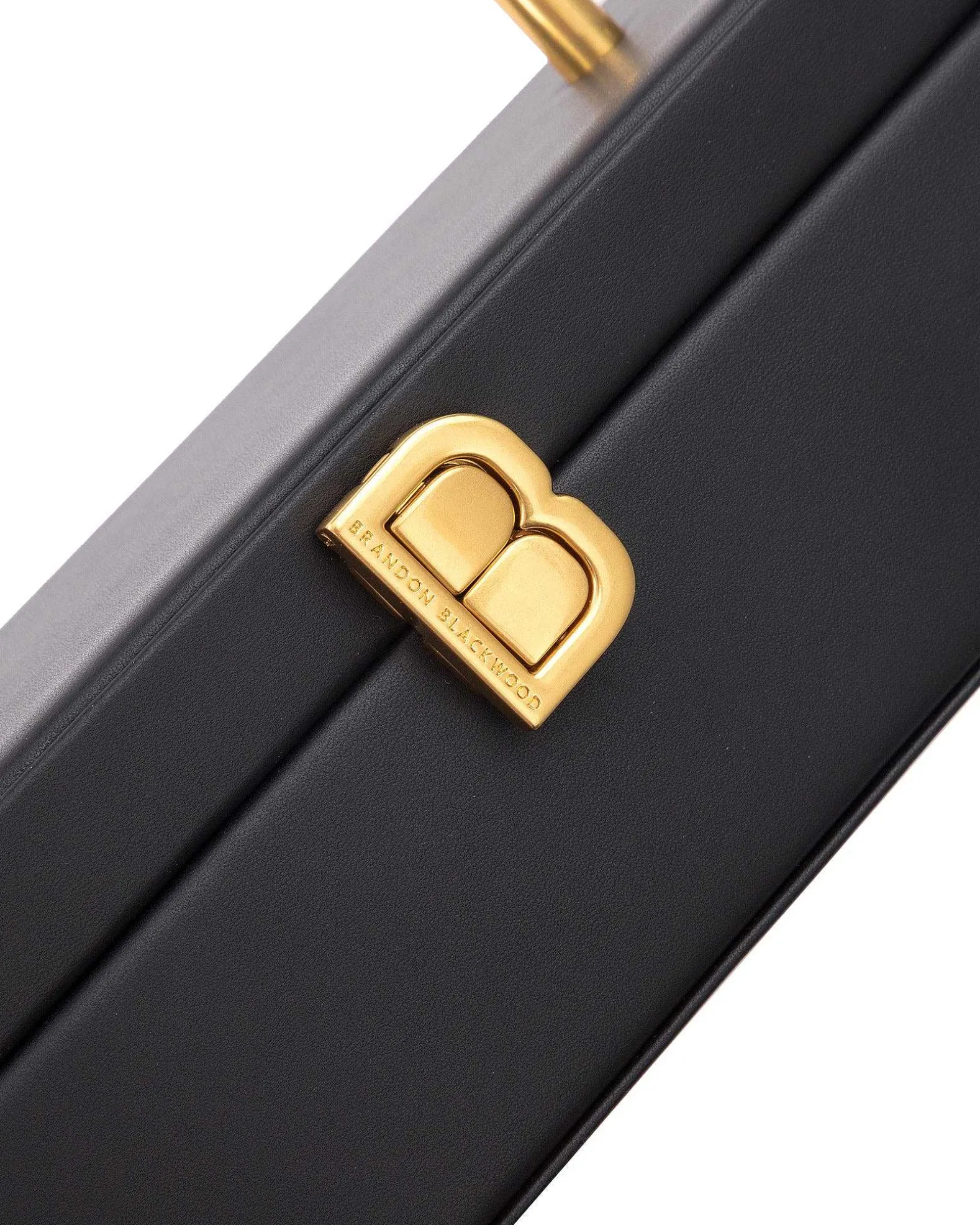 Brandon Blackwood Top Handle Bags>Vanity Purse | 24K Gold Plated Hardware Black Leather