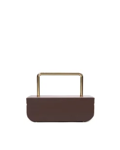 Brandon Blackwood Top Handle Bags>Vanity Purse | 24K Gold Plated Hardware Brown Leather